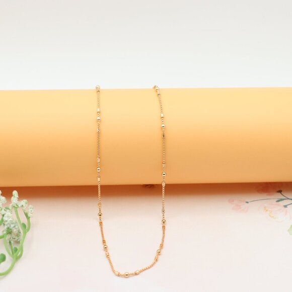 "Delicate Rose Gold Necklace with Beads, XPNL0186 - Picture 7 of 12